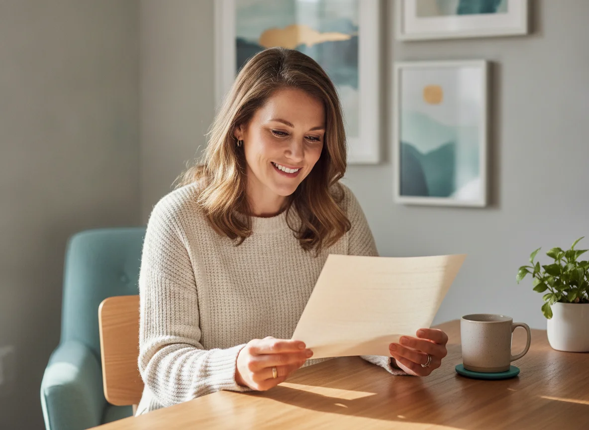Patient reviewing a document at home