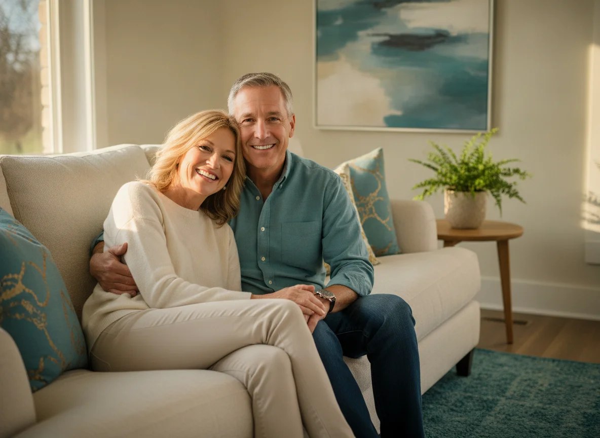 Relaxed adult couple at home